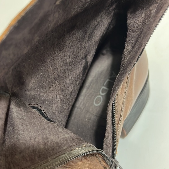 Aldo Men’s Brown Leather Ankle Zip Casual Boot Sz 10 - Picture 5 of 6